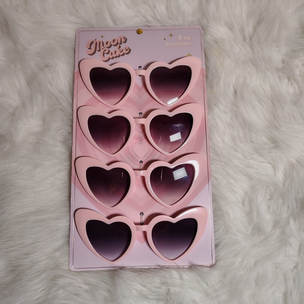 Pink Heart Shaped Sunglasses Set Of 4 NEW